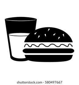 silhouette glass cup drink and hamburguer food