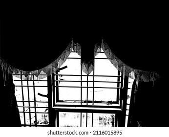 The silhouette of glass window of house or flat. Vector. Abstract. Background. Texture. 