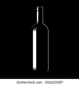 Silhouette of a glass wine bottle. Vector illustration
