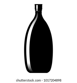 Silhouette of a glass wine bottle. Vector illustration
