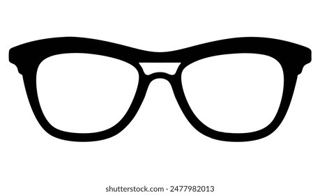 Ilustración vectorial de gafas de silueta aislada sobre un fondo blanco.