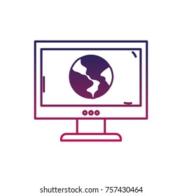silhouette global earth planet inside computer technology