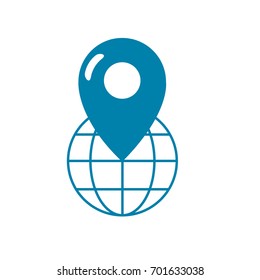 silhouette global earth planet with location symbol