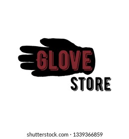 Silhouette gloves and inscriptions for the store. Glove shop logo.