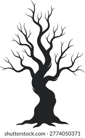 Silhouette of gnarled leafless dead tree