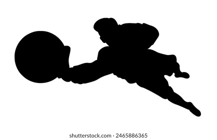 silhouette of goalkeeper catch ball vector illustration