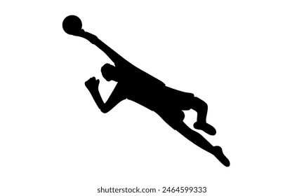 silhouette of goalkeeper catches the ball