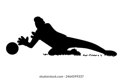 silhouette of goalkeeper catches the ball