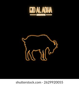 The silhouette of a goat glowing around it, gives the impression of the glory of the qurban worship. Also equipped with the text of Eid al-Adha as a greeting for celebrating Eid al-Adha