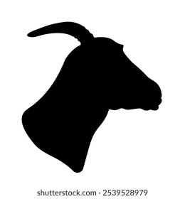 Silhouette of a goat head. Farm animal icon. Vector illustration isolated on a white background.