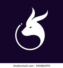 Silhouette of goat head vector in circle design