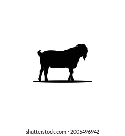 Silhouette Goat on White Background Vector Illustration for Butchery Meat Shop,Meat Business, Meat Shop