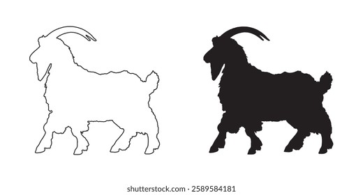 Silhouette of a Goat - Premium Goat Vector Outline
