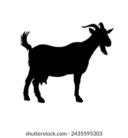 Silhouette of a goat side view. Vector illustration isolated on a white background