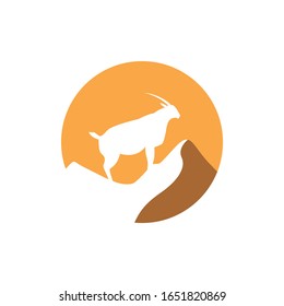 Silhouette Goat stands on the rock vector illustration 