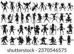 Silhouette of goblin collection, elements for Halloween decorations, set of goblin monster