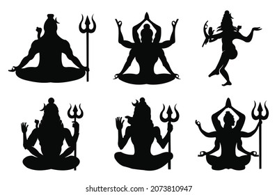 silhouette God Shiva Hinduism in India along with Brahma and Vishnu triad in the divine and supreme god in Saivism