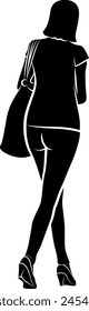 Silhouette of going woman with handbag. Vector illustration