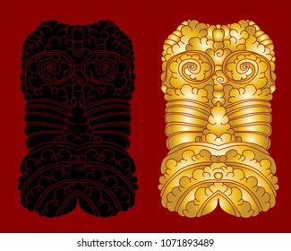 silhouette and gold chinese cloud background.cloud and wave tattoo idea for back body.