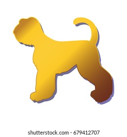 Silhouette of gold dog isolated on white background. Breed schnauzer. Vector illustration.  