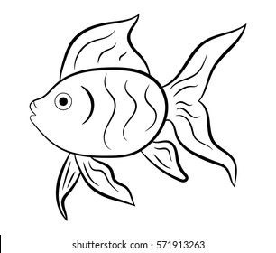 Silhouette of gold fish isolated