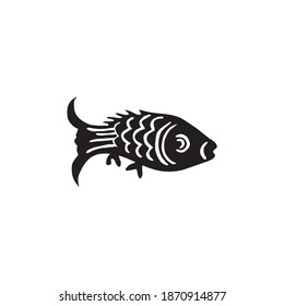 Silhouette of the Gold Fish, Oriental Style, can use for Ornate, Decoration, Logo Gram, Pictogram or Graphic Design Element. Vector Illustration