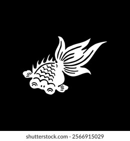 Silhouette of the Gold Fish, Oriental Style, can use for Ornate, Decoration, Logo Gram, Pictogram or Graphic Design Element. Vector Illustration