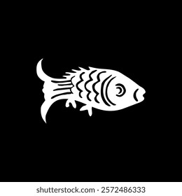 Silhouette of the Gold Fish, Oriental Style, can use for Ornate, Decoration, Logo Gram, Pictogram or Graphic Design Element. Vector Illustration