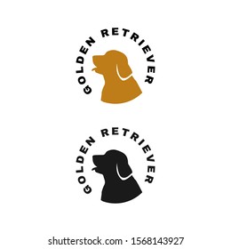 silhouette of golden retriever dog logo vector. stylish golden retriever letter with dog head element design concept