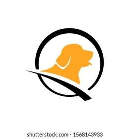 silhouette of golden retriever dog logo vector. stylish golden retriever letter with dog head element design concept