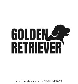 silhouette of golden retriever dog logo vector. stylish golden retriever letter with dog head element design concept