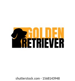 silhouette of golden retriever dog logo vector. stylish golden retriever letter with dog head element design concept