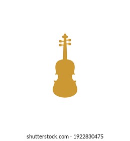 Silhouette of Golden Violin Cello Fiddle Contrabass Illustration
