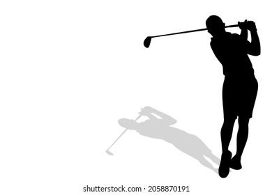 Silhouette Golf Man In Artinya Swing Stok Isolated On White Background Vector