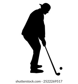 Silhouette of golf player. Getting ready to play golf.