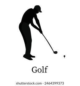 Silhouette Golf player icons in transparent background.