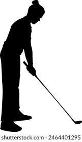 Silhouette of golf player on white background