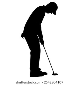 Silhouette of golf player. Perfect for stickers, advertisements, icons