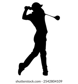 Silhouette of golf player. Perfect for stickers, advertisements, icons