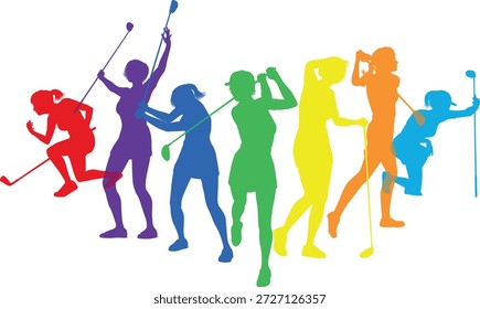 Conjunto de jugador de golf de silueta. Golfistas activos golfistas deportistas deportistas jugadores saludables concepto de siluetas de fitness.