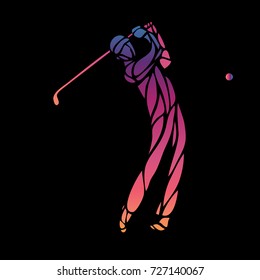 Silhouette of golf player. Vector eps10
