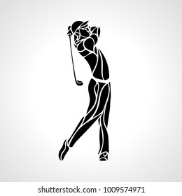 Silhouette of golf player. Vector eps8