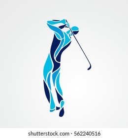 Silhouette of golf player. Vector eps8