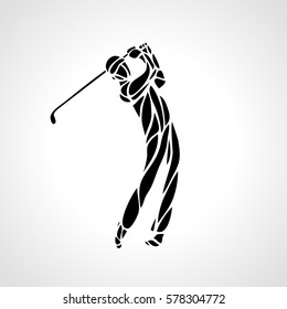 Silhouette of golf player. Vector eps8