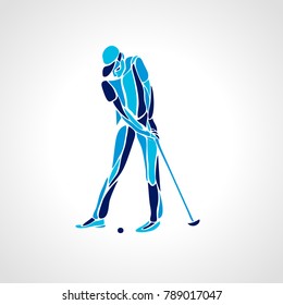 Silhouette of golf player. Vector eps8