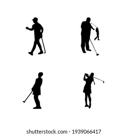 silueta de una ilustración vectorial de un jugador de golf