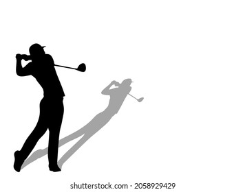 Silhouette golfer in action swing golf stok isolated on White background vektor 