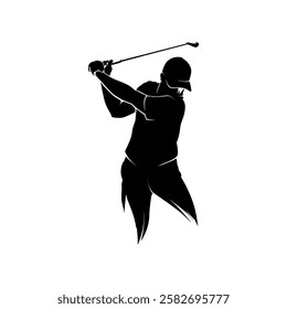 silhouette of a golfer hitting a shot