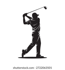 uma silhueta de um golfista em mid swing mostrando o poder e a elegância do próprio esporte