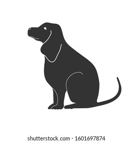 silhouette of a good domestic dog. Isolated on a white background. Vector illustration for seals, stamps, scrapbooking. Flat style.